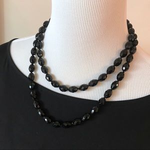 Faceted Black Bead Necklace